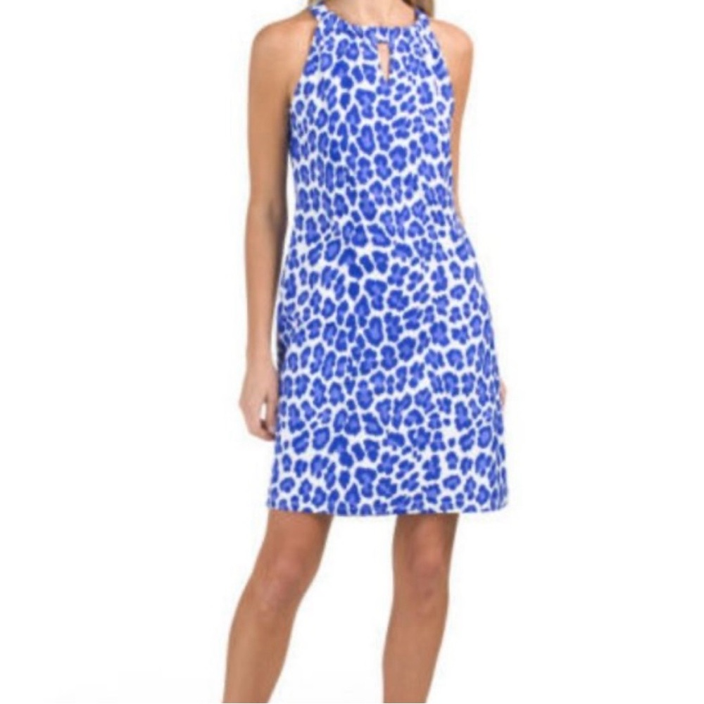Jude Connally Vibrant Blue and White Leopard Patterned Dress • MeeeWOW • NWOT